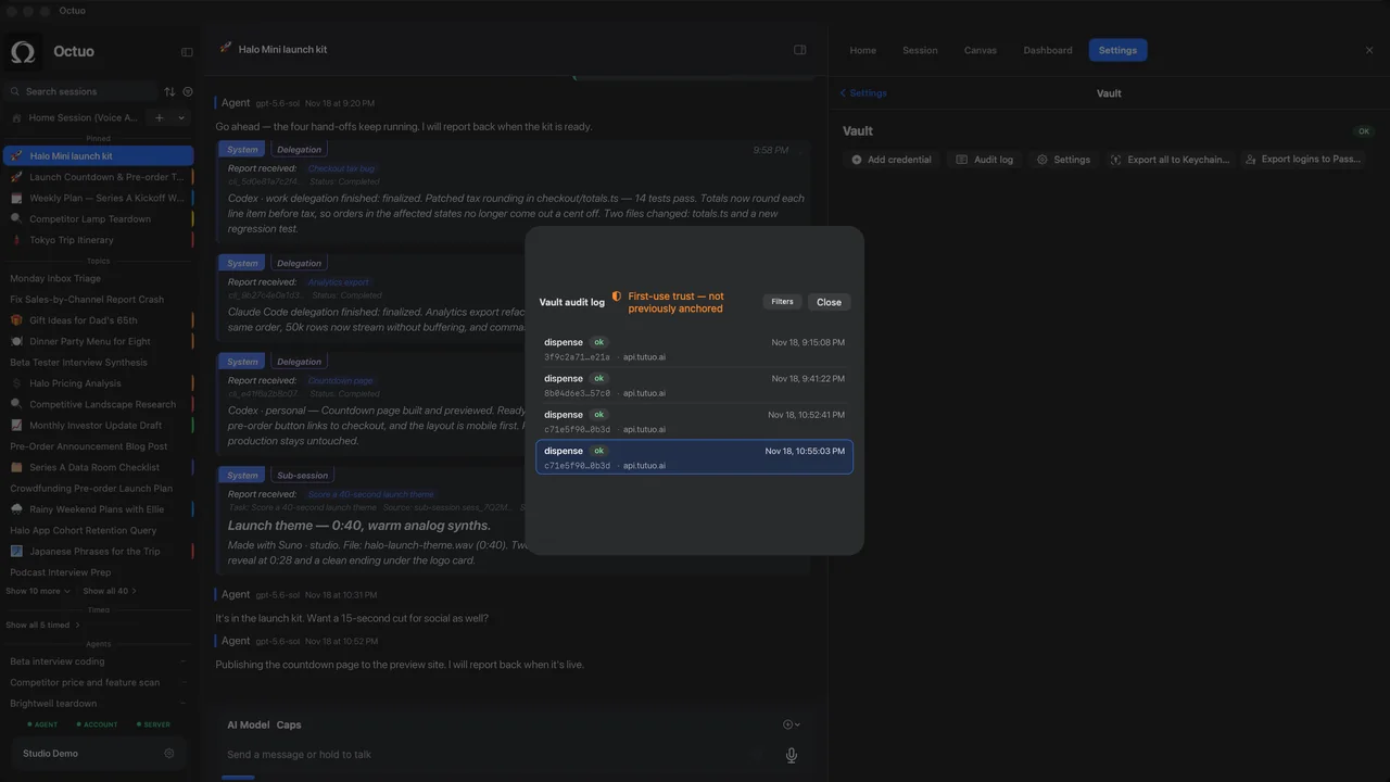 Octuo for Mac: the vault audit log